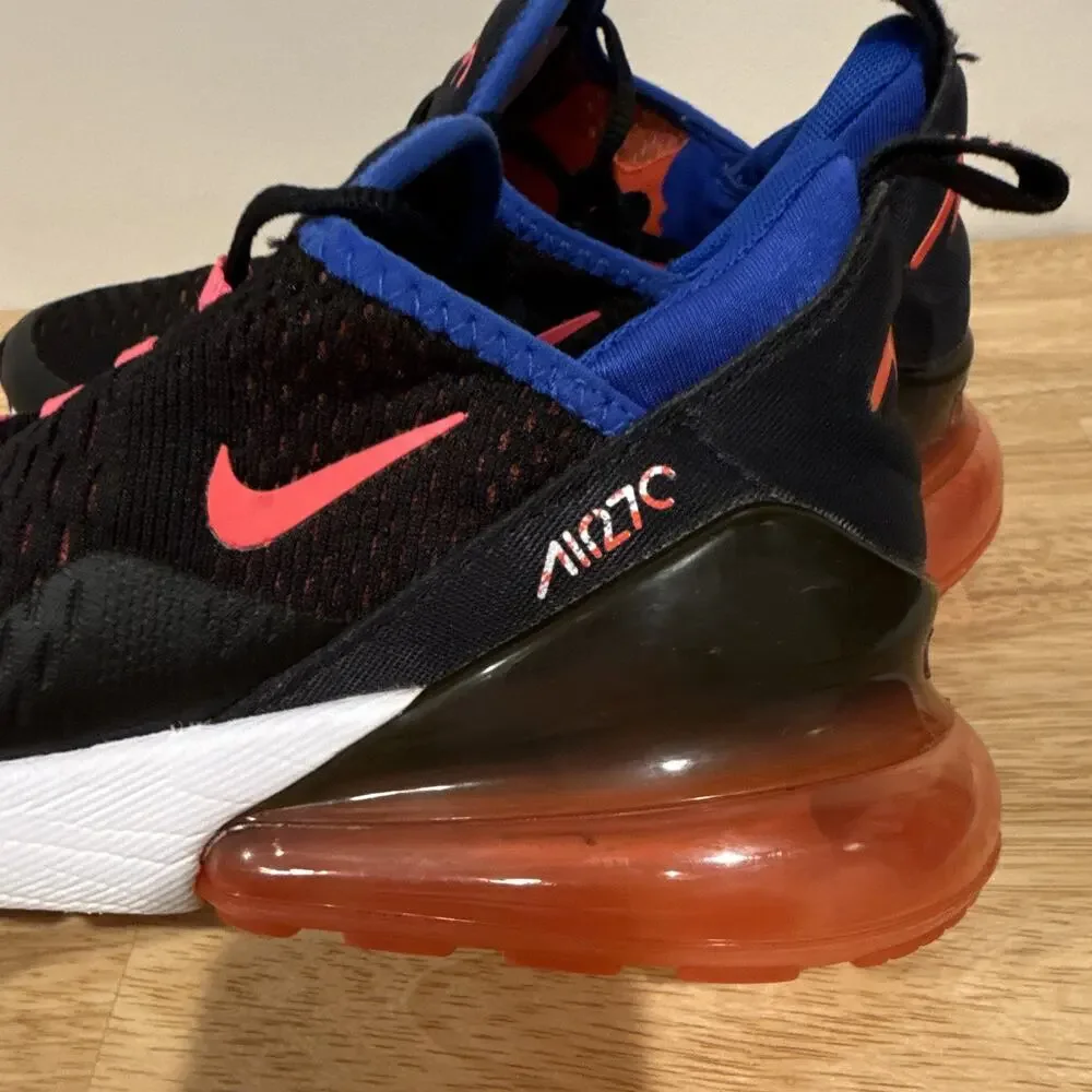Nike Air Max 270 Women’s 8.5 Black Bright Crimson Hyper Pink Racer Blue Sneakers